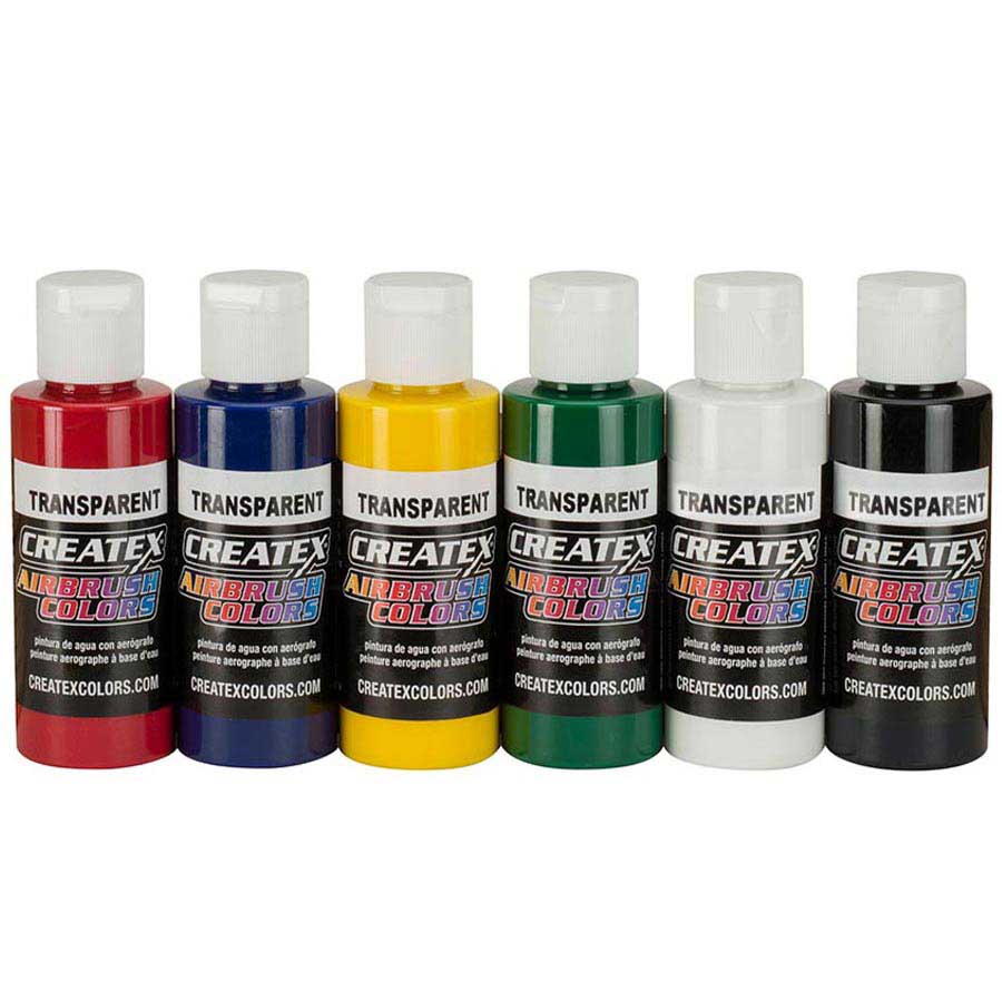 6x60ml CreateX základná transparentná sada airbrush farieb, 5801-10