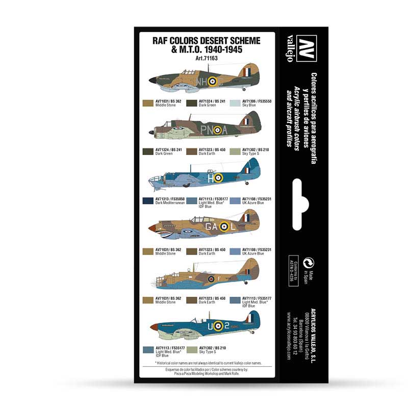 Vallejo 71.163 sada airbrush farieb WWII RAF Desert 8x17 ml