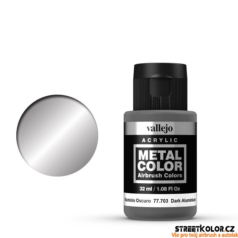 Vallejo 77.703 tmavá hliníková metalická AirBrush farba 32 ml