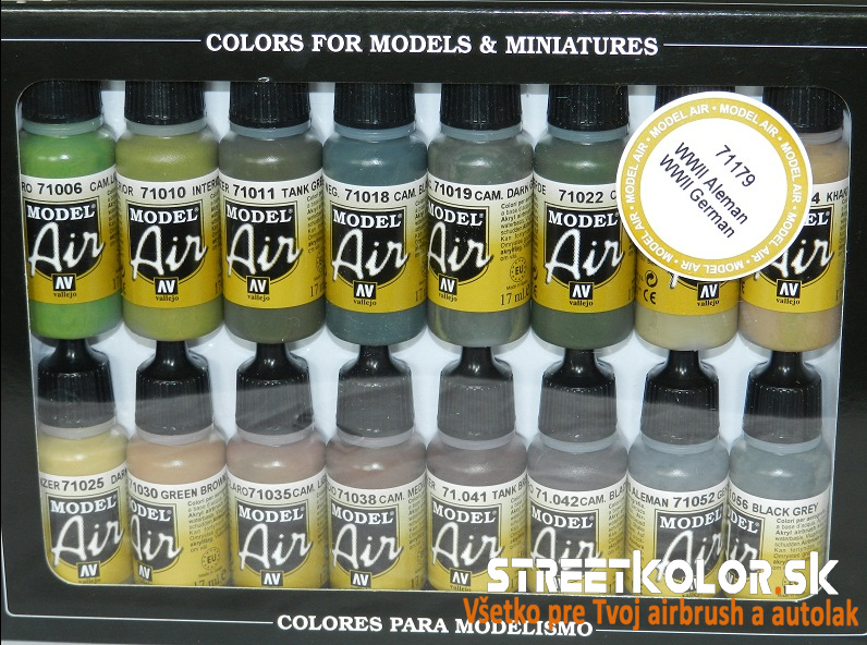 Vallejo sada 71.179 airbrush farieb WWII German 16x17 ml