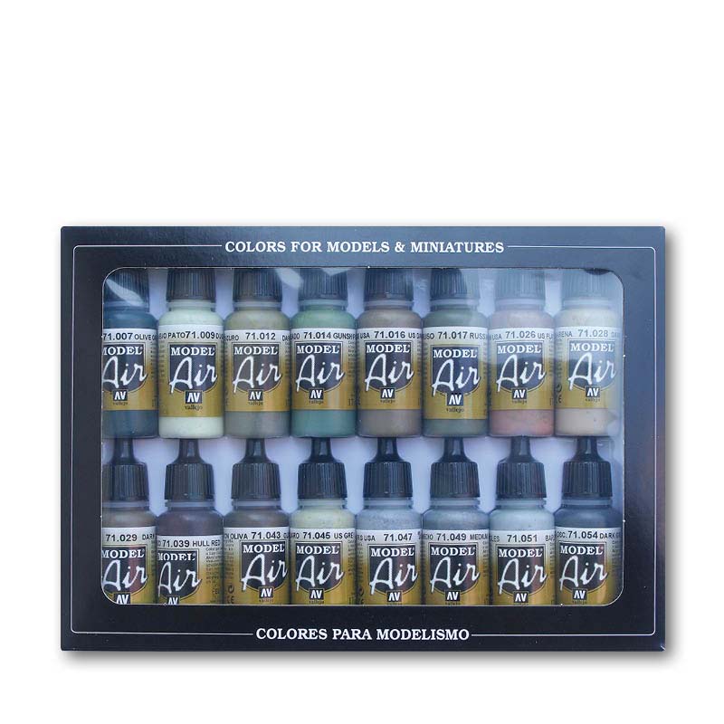 Vallejo sada 71.180 airbrush farieb WWII Allied Forces 16x17 ml