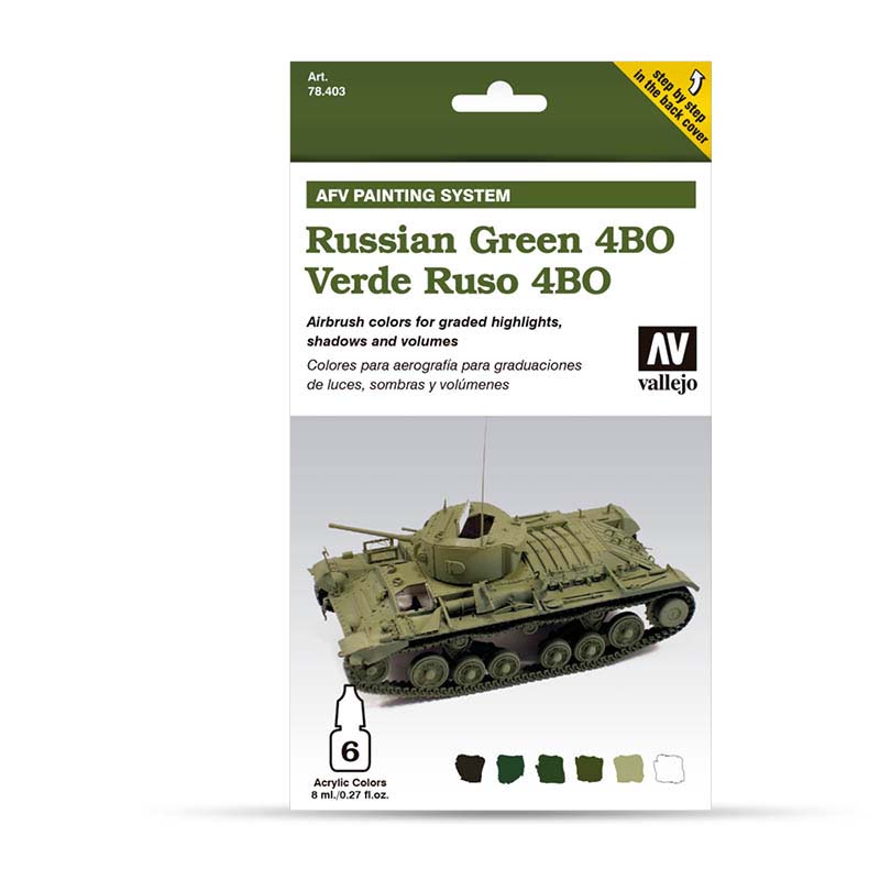 Vallejo 78.403 sada airbrush farieb Russian Green 6x8 ml