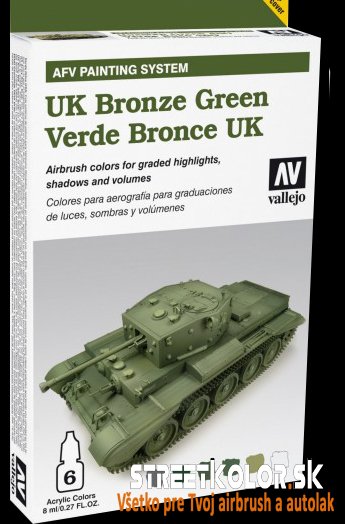 Vallejo 78.407 sada airbrush farieb UK Bronze Green 6x8 ml