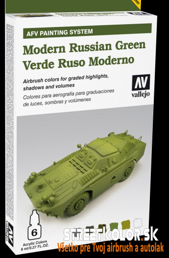 Vallejo 78.408 sada airbrush farieb Modern Russian Green 6x8 ml