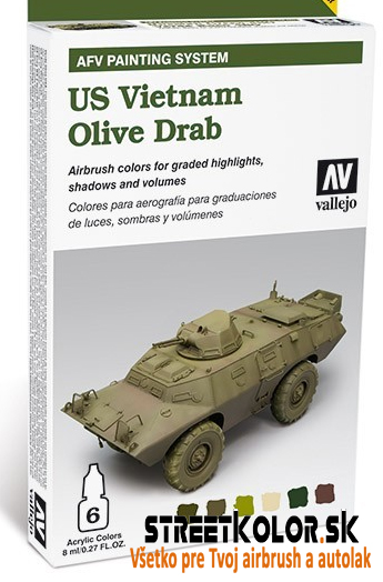 Vallejo 78.412 sada airbrush farieb Vietnam Olive Drab 6x8 ml