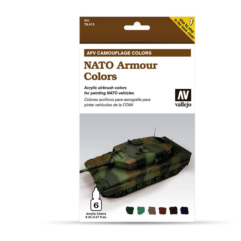 Vallejo 78.413 sada airbrush farieb NATO Armour colors 6x8 ml
