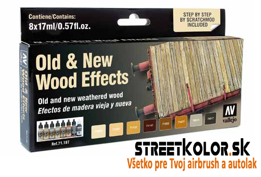 Vallejo 71.187 sada airbrush farieb Old and New Wood Effects 8x17 ml