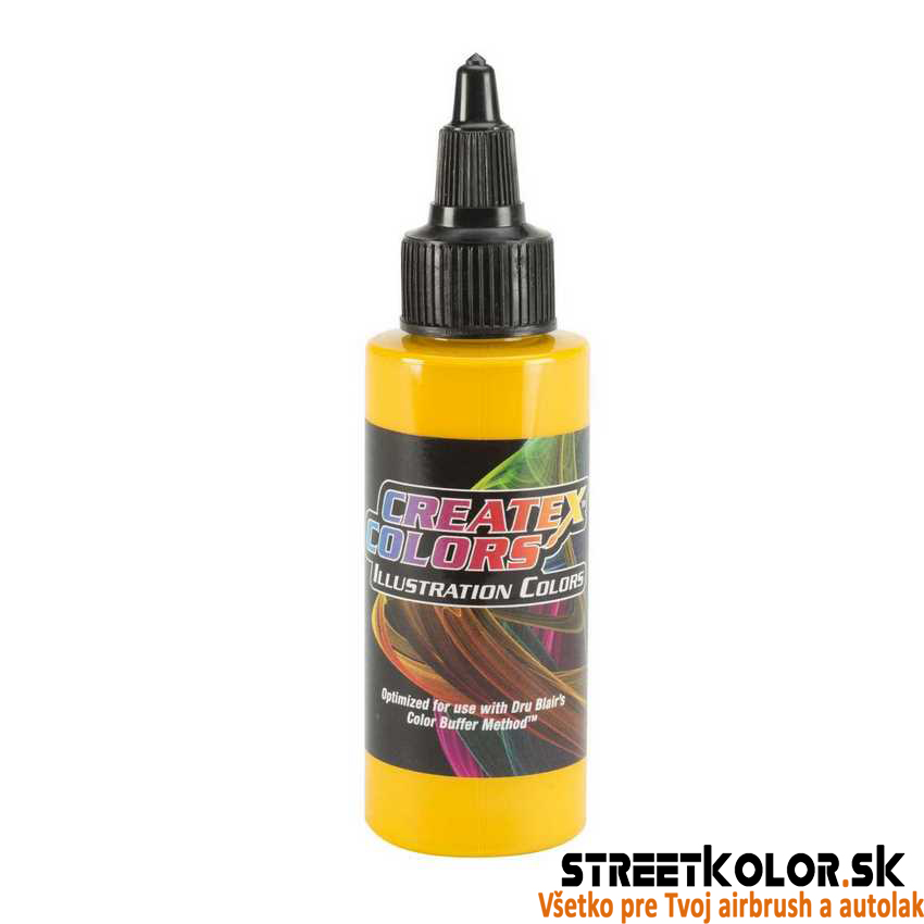 Ilustračná Nepriehľadná chrómová žltá airbrush farba CreateX 30 ml