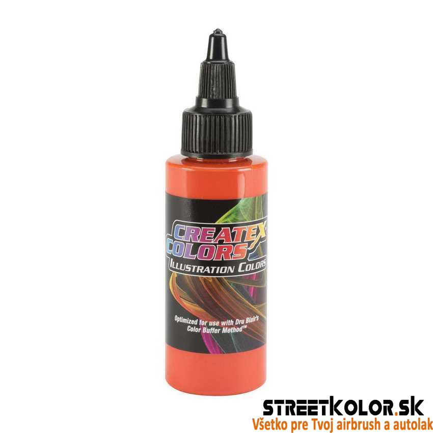 Ilustračná Nepriehľadná červenooranžová airbrush farba CreateX 30 ml