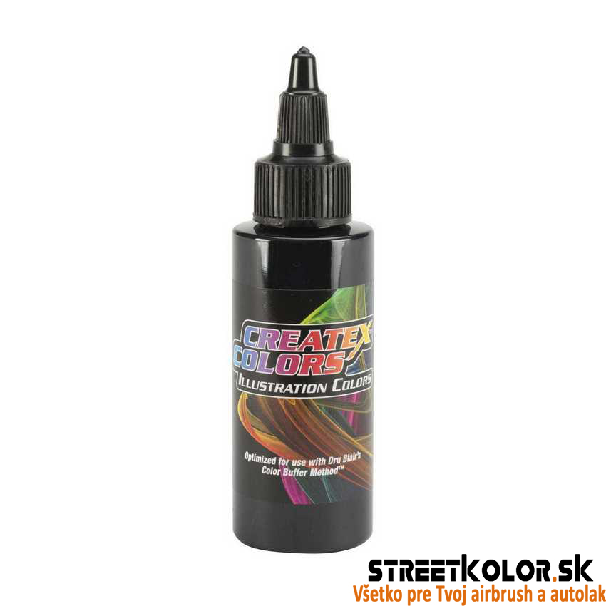 Ilustračná Nepriehľadná čierna airbrush farba CreateX 30 ml