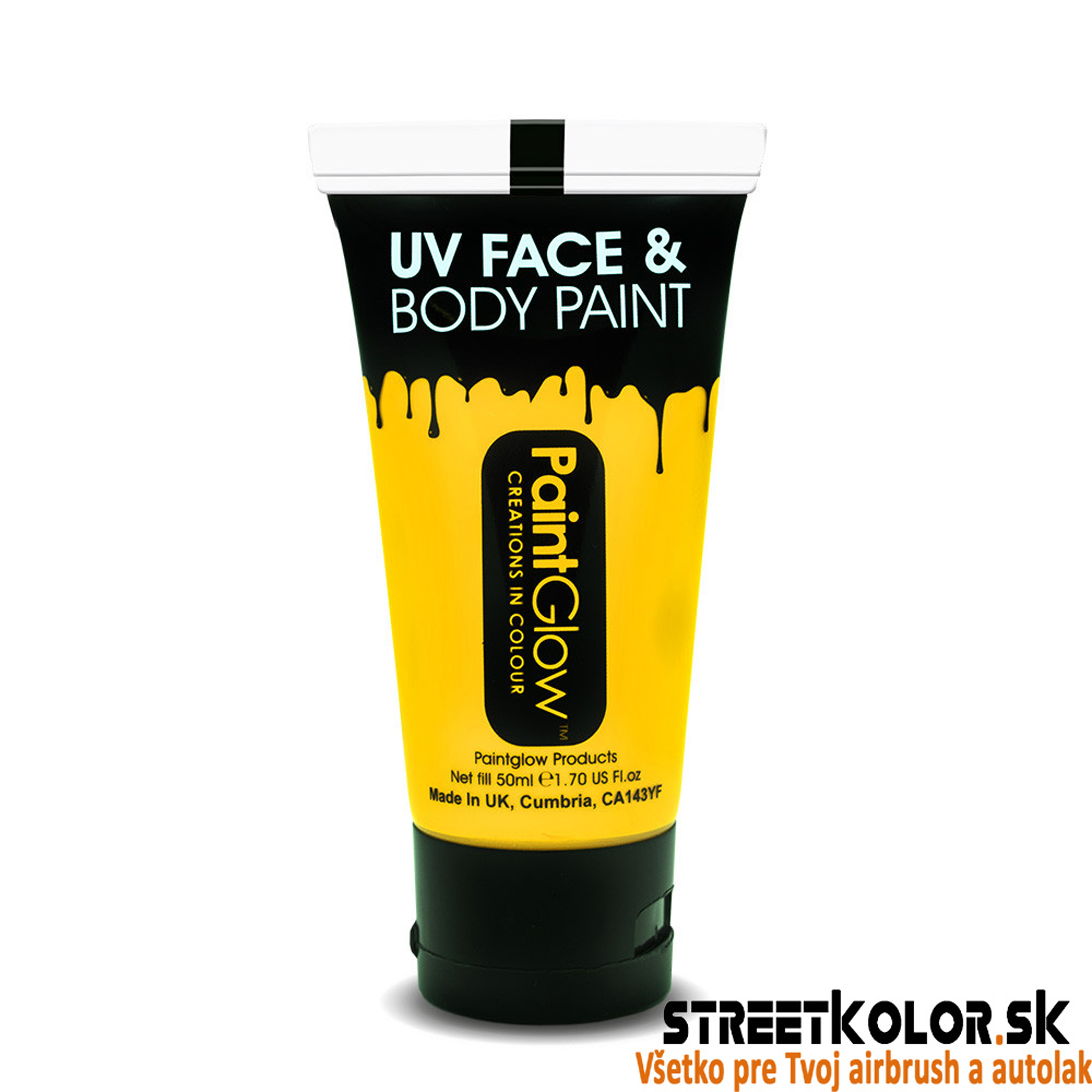 UV Fluorescenčná farba žltá na telo a tvár, 50ml
