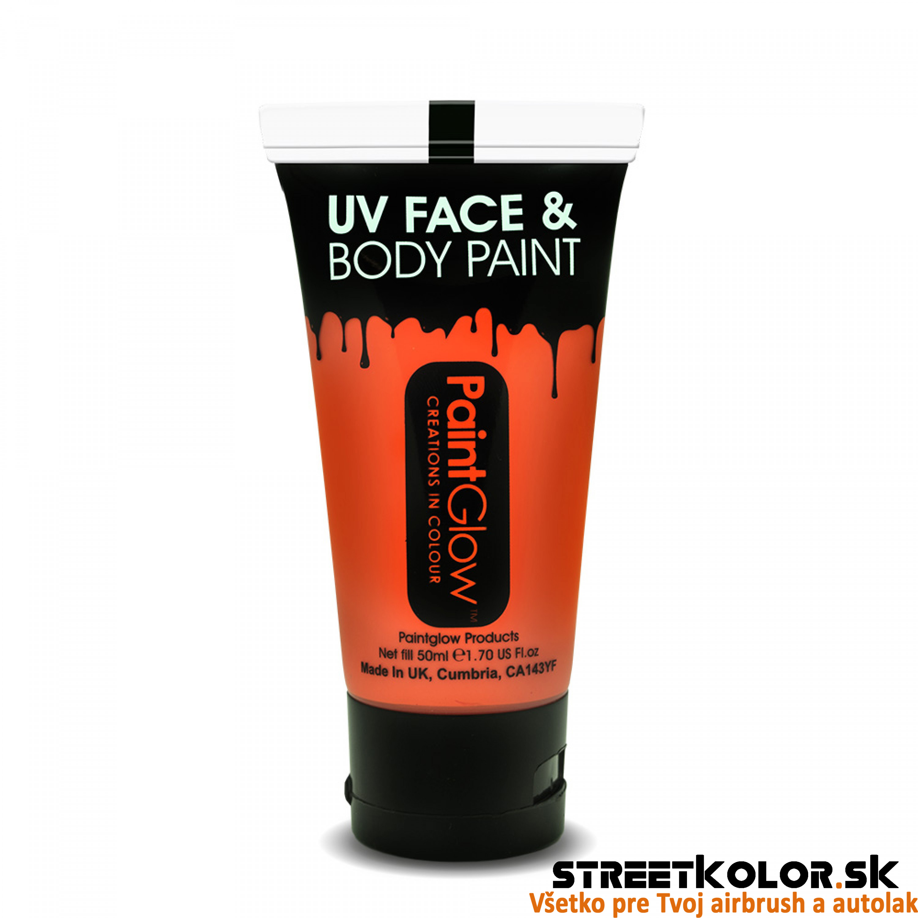UV Fluorescenčná farba oranžová na telo a tvár, 50ml