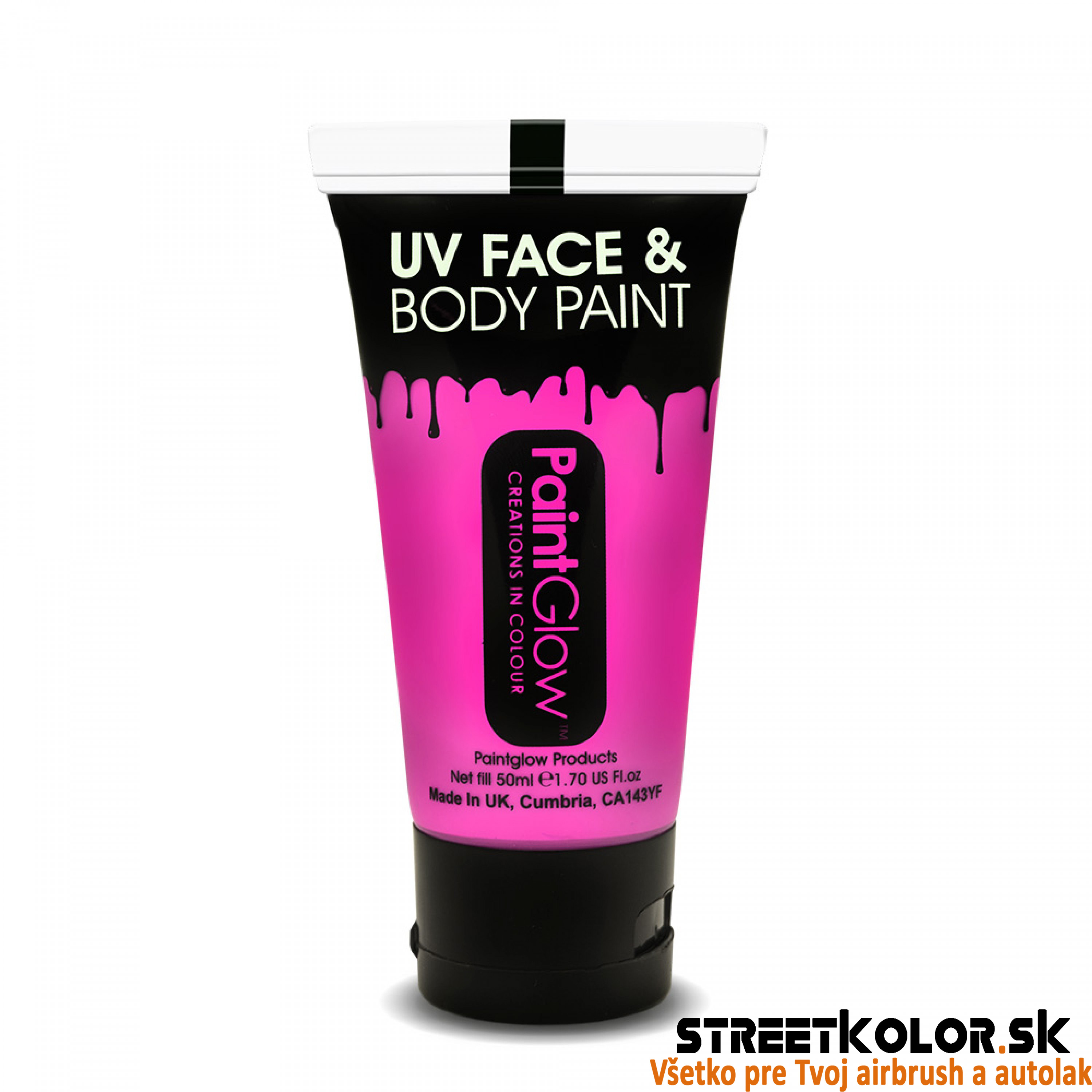 UV Fluorescenčná farba ružová na telo a tvár, 50ml