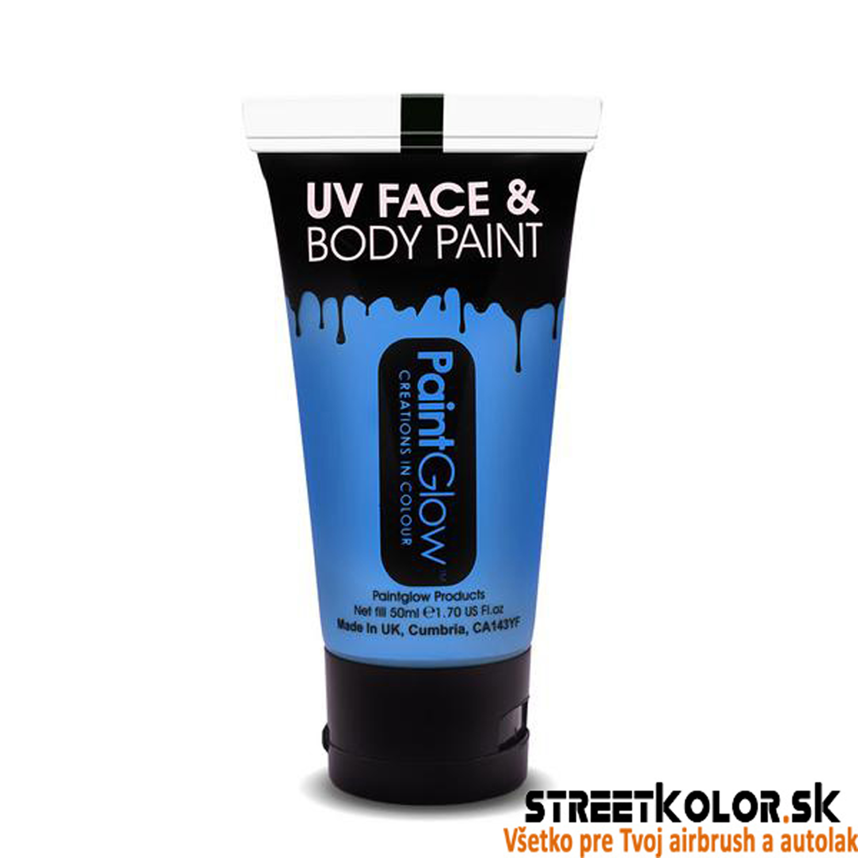 UV Fluorescenčná farba Modrá na telo a tvár, 50ml
