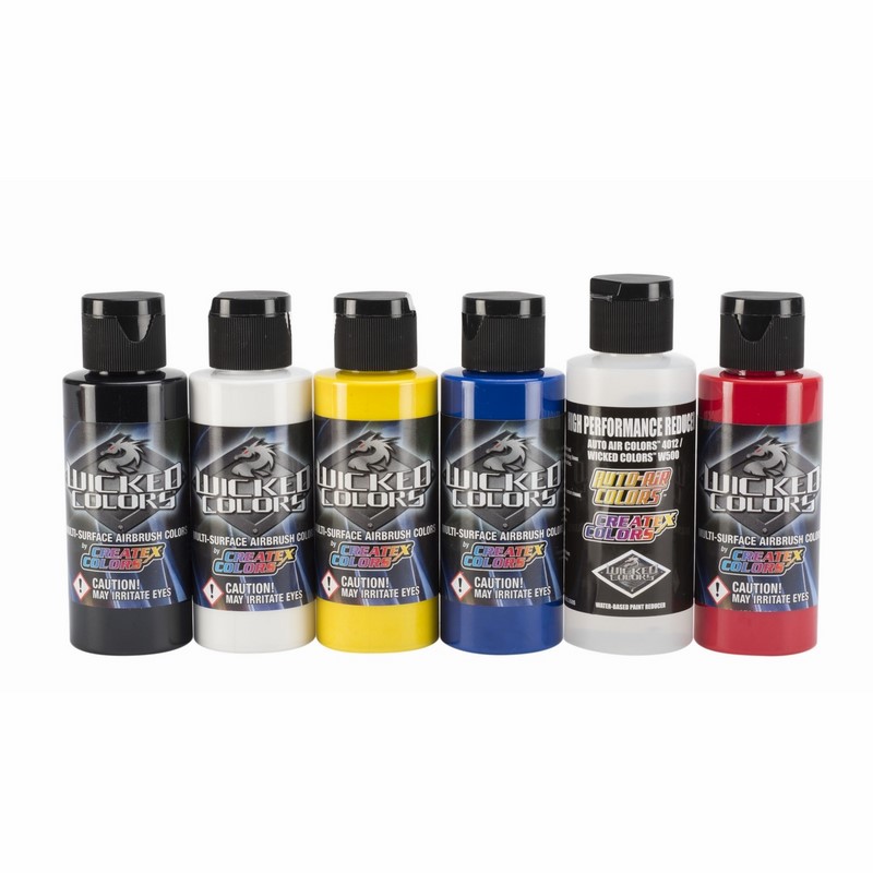 6x60ml Wicked Primary sada airbrush farieb, W101-00