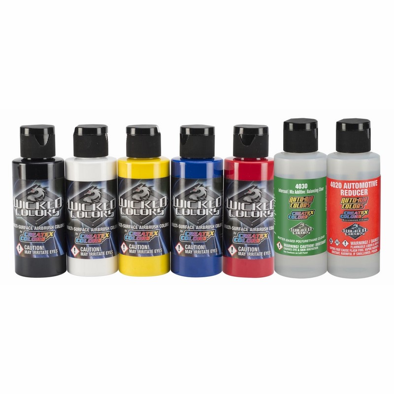 7x60ml Wicked Primary sada airbrush farieb W101-B