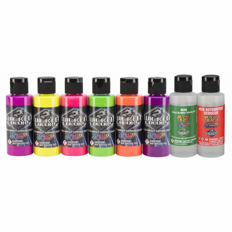 8x60ml Wicked Fluorescent sada airbrush farieb W103-B