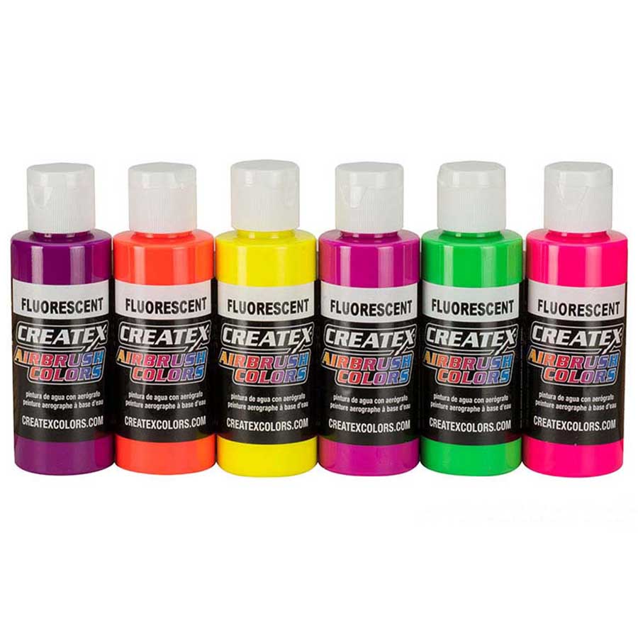 6x60ml CreateX fluorescenčná sada airbrush farieb, 5802-00