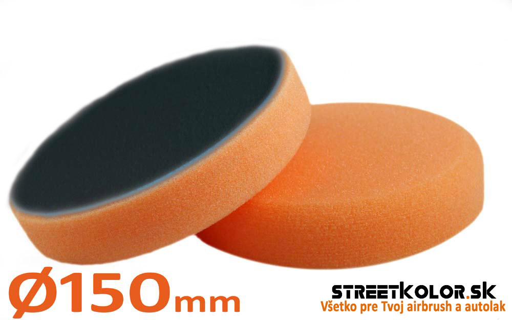 Velcro hladký leštiaci kotúč na suchý zips, extra tvrdý, Oranžový, 150mm, 2,5cm
