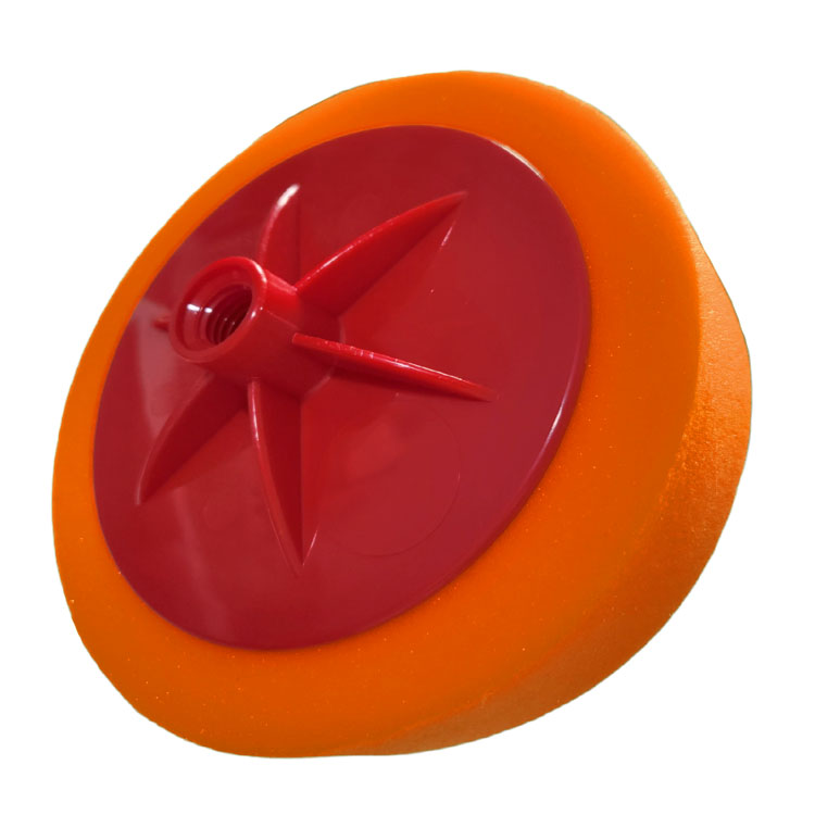Oranžová leštiaca hubka hladká so závitom M14, Ø 150mm, hrúbka 5 cm