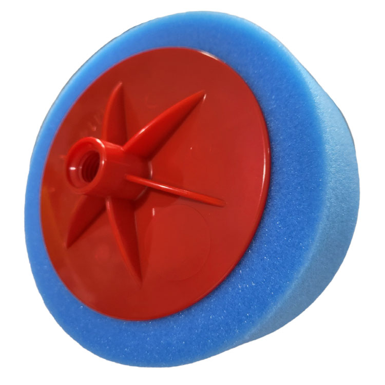 Modrá leštiaci pad - hubka hladká so závitom M14, Ø 150mm, hrúbka 5 cm