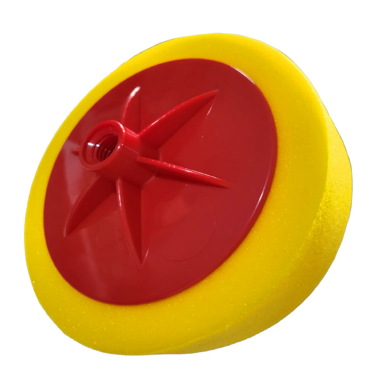 Žltý leštiaci pad - hubka hladká so závitom M14, Ø 150mm, hrúbka 5 cm