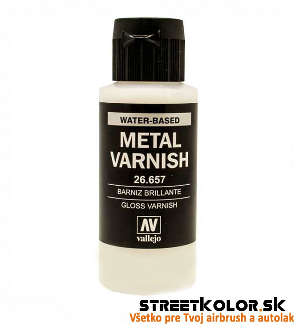 Vallejo 26.657 lesklý metalický lak pre airbrush farby 60 ml