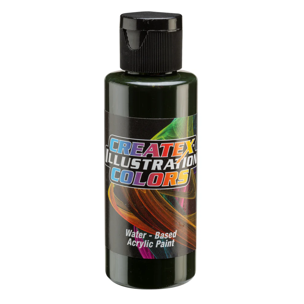 Ilustračná Zelená airbrush farba CreateX 60 ml – 5065 Transparent Moss Green