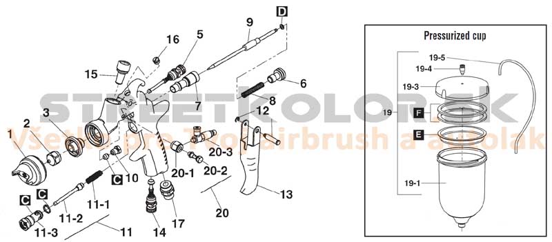 Diel č. 20-1 pre Iwata AZ3 HTE P.A.S. Concept