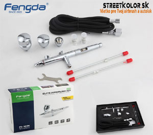 FENGDA® FE-183K airbrush set 0.3+0.5+0.8mm ihla, tryska + hadica, 3 x kalíšok