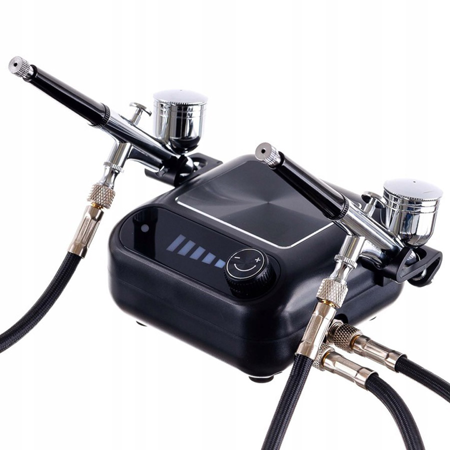 Airbrush set OCTAGON HSA10K BLACK s kompresorom a dvomi airbrush pištoľami s tryskou 0,3mm
