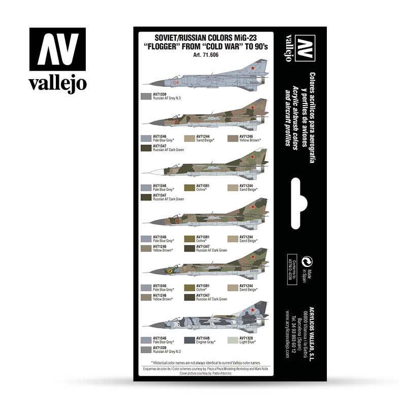 Vallejo sada farieb: Sovietske/ruské farby MiG-23 „Flogger“ zo 70. až 90. rokov, 8x17ml