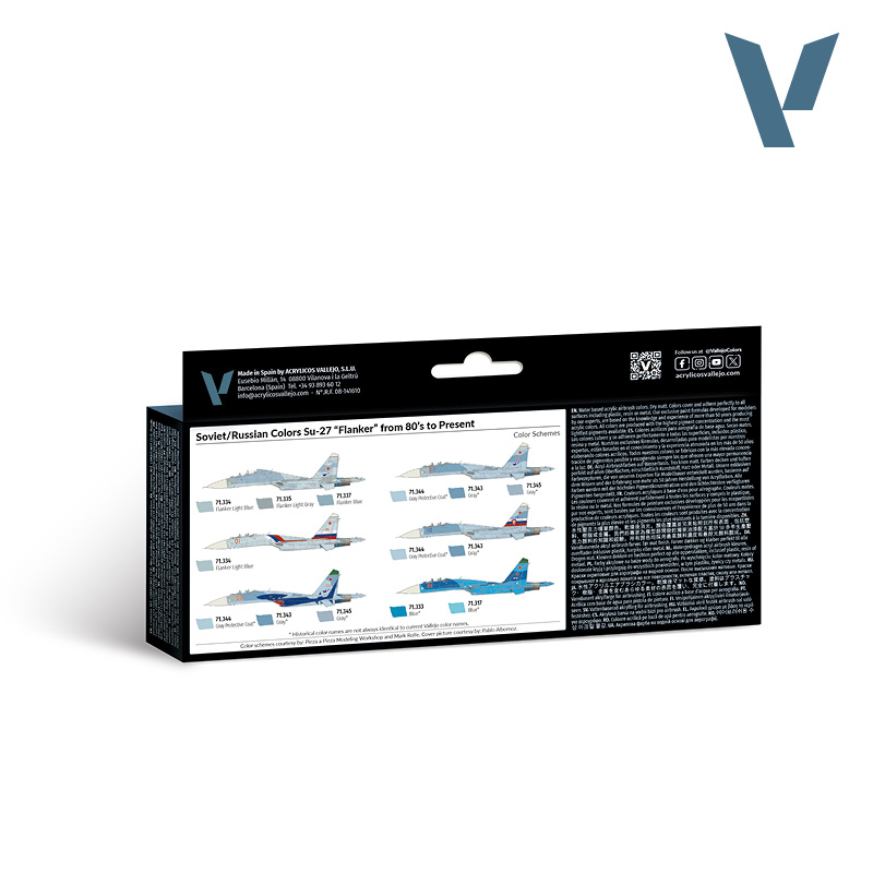 Vallejo sada farieb: Sovietske/ruské farby Su-27 „Flanker“ od 80. rokov po súčasnosť, 8x17ml