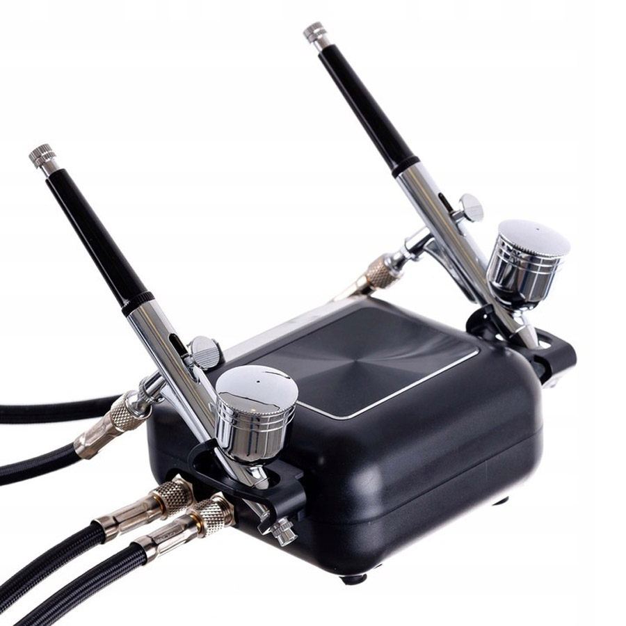 Airbrush set OCTAGON HSA10K BLACK s kompresorom a dvomi airbrush pištoľami s tryskou 0,3mm