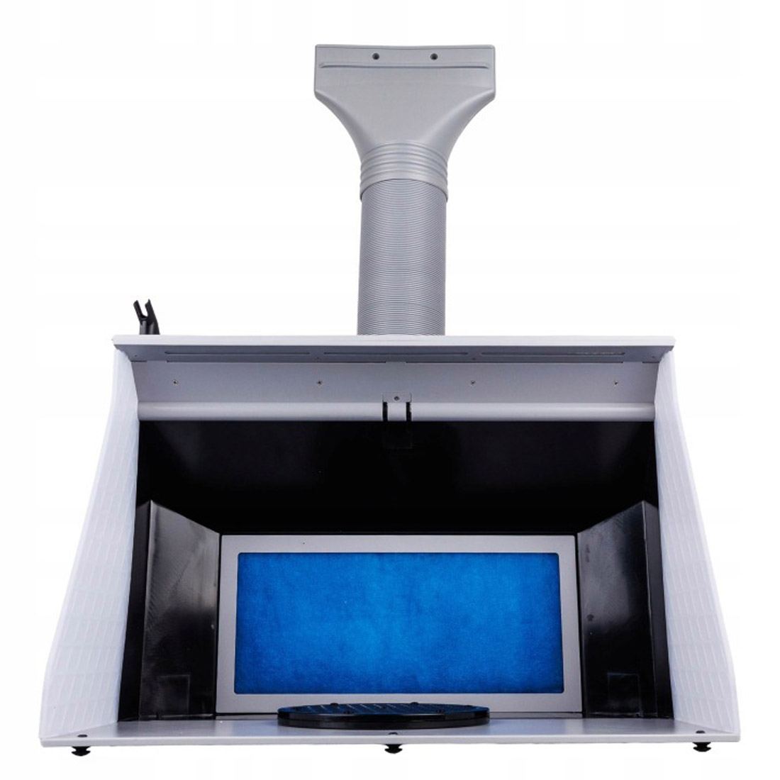 Striekací box s 2 ventilátormi s reguláciou odsávania, LED osvetlením a rotačným stojanom