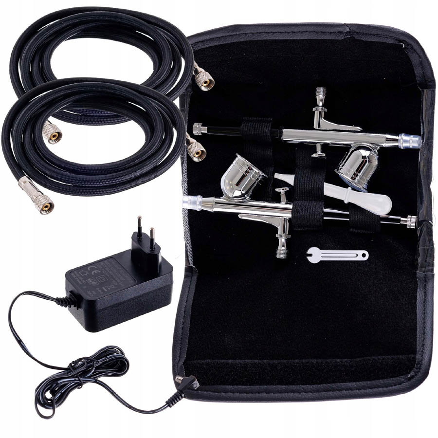 Airbrush set OCTAGON HSA10K BLACK s kompresorom a dvomi airbrush pištoľami s tryskou 0,3mm