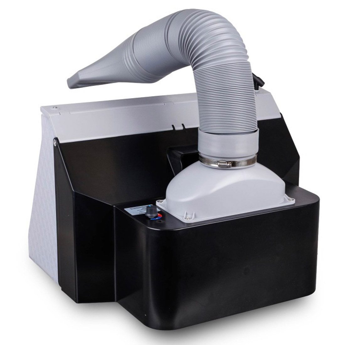 Striekací box s 2 ventilátormi s reguláciou odsávania, LED osvetlením a rotačným stojanom